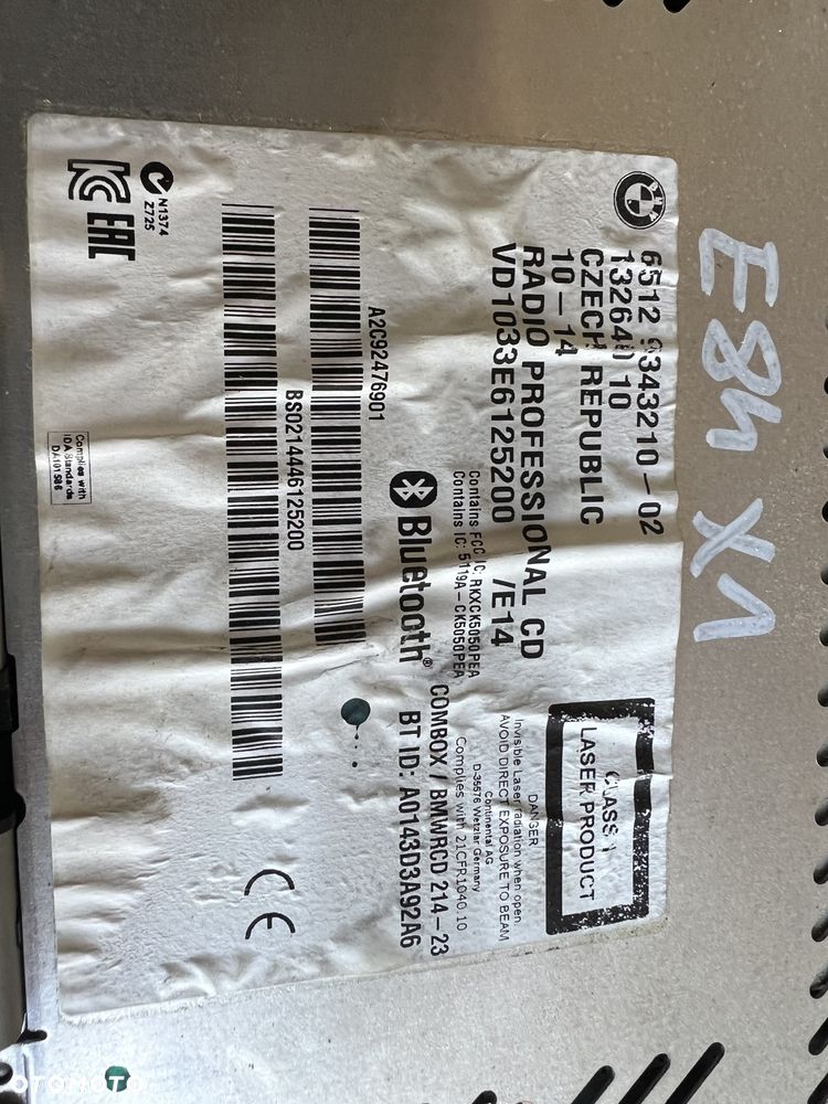 Radio radioodtwarzacz Oryginał BMW X1 E84 9343210 - 5