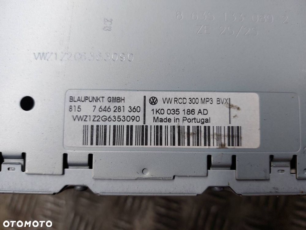 RADIO ODTWARZACZ  VOLKSWAGEN GOLF V 1K0035186AD - 5