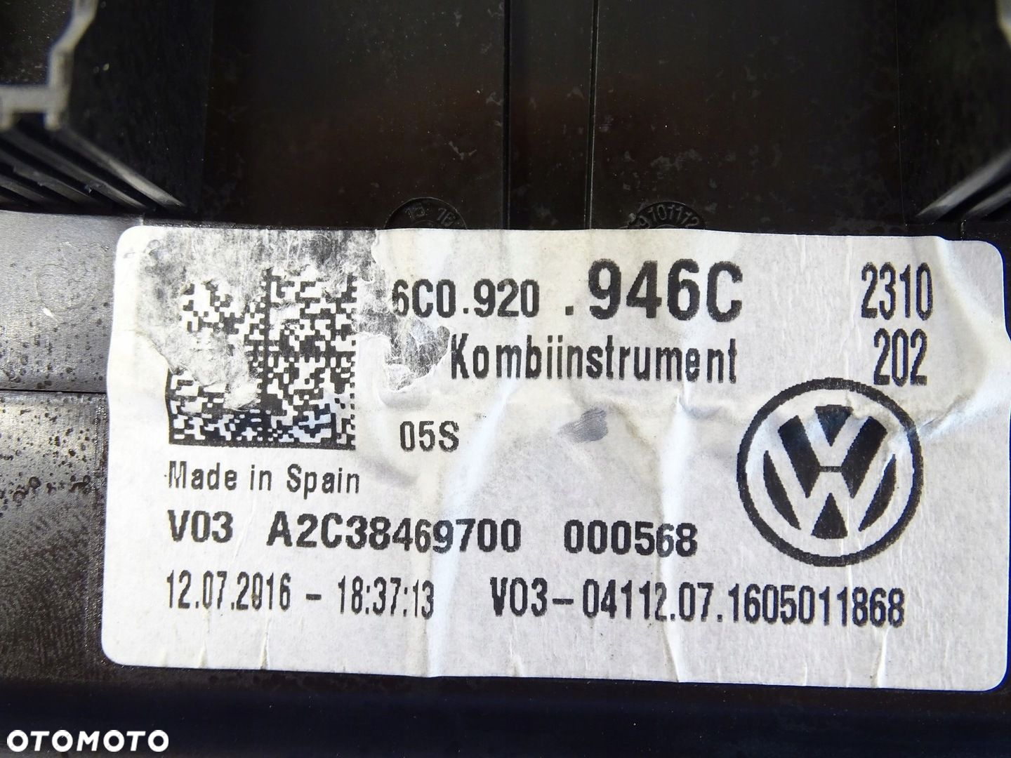LICZNIK ZEGAR ZEGARY VW POLO V 6C GTI 6C0920946C UK - 4