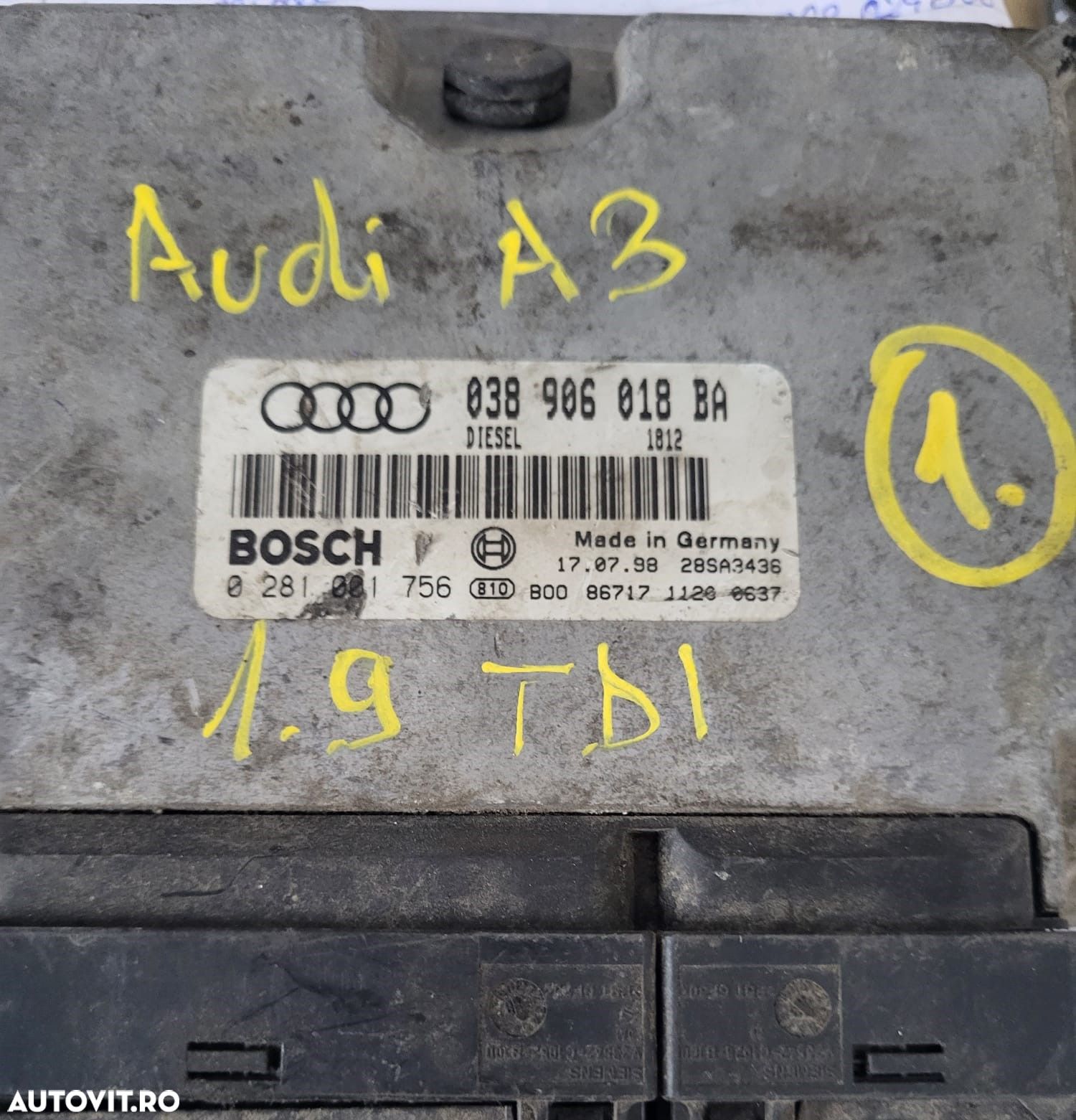 ECU Calculator motor Audi A3 1.9 tdi 0281001756 038906018BA - 1