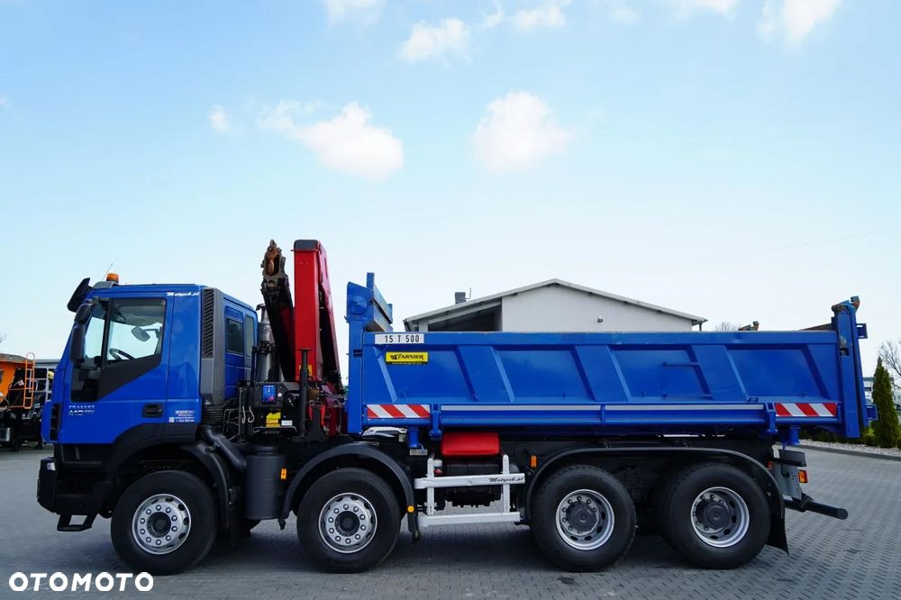 Iveco TRAKKER 410 EEV / 8X4 / Wywrotka 2 STRONNA / HYDROBURTA / BORDMATIC / HDS HMF 1730 K2 / EURO 5 EEV - 13