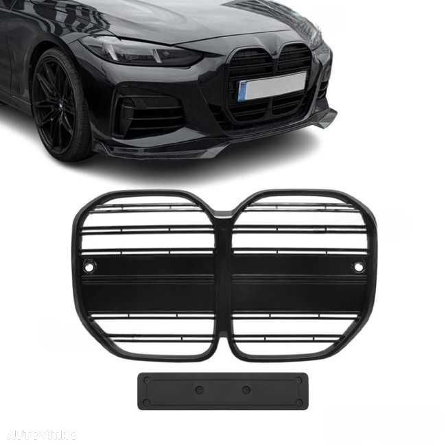 Grila Dubla Grile Nari Duble M BMW Seria 4 G22 G23, Negru Lucios - 1