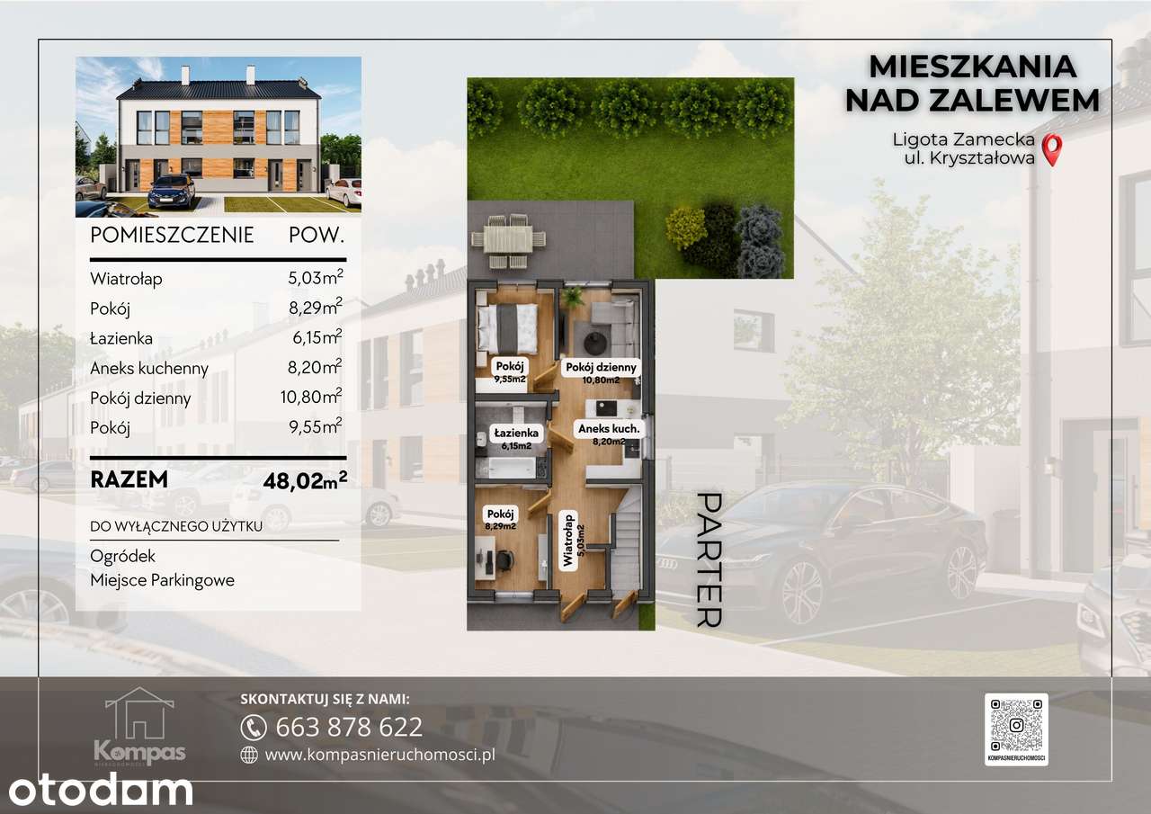 Nowe mieszkanie 48,02 m² z ogródkiem | Nad Zalewem | Bez prowizji