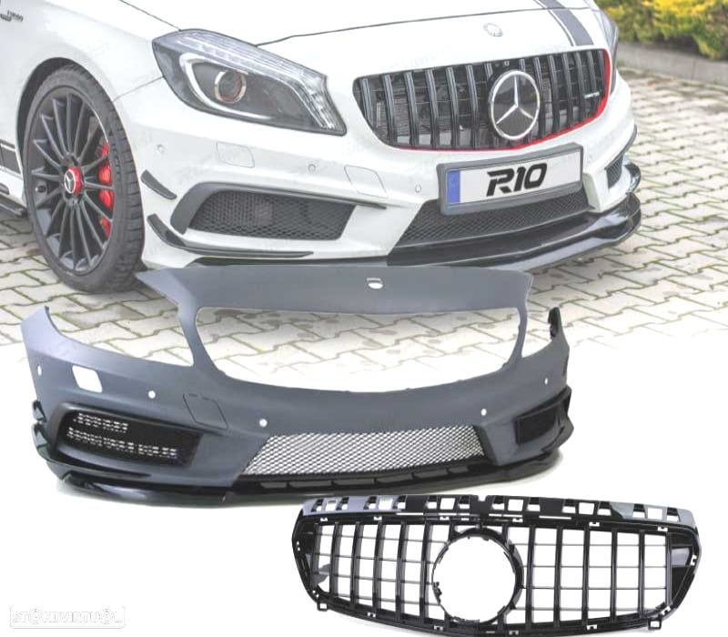 PARA-CHOQUES FRONTAL MERCEDES W176 A45 12-15 LOOK AMG + GRELHA COM SENSORES - 1