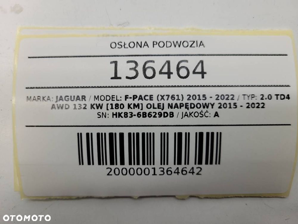 OSŁONA PODWOZIA PŁYTA POD SILNIK JAGUAR F-PACE X761 HK83-6B629DB ORYGINAŁ - 16