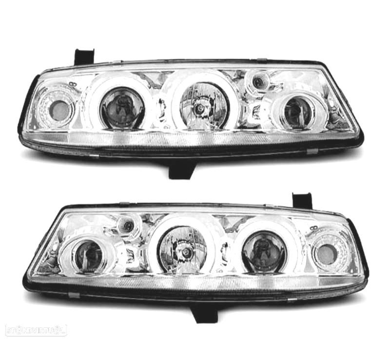 FARÓIS ANGEL EYES OPEL CALIBRA 90-98 FUNDO CROMADO - 1