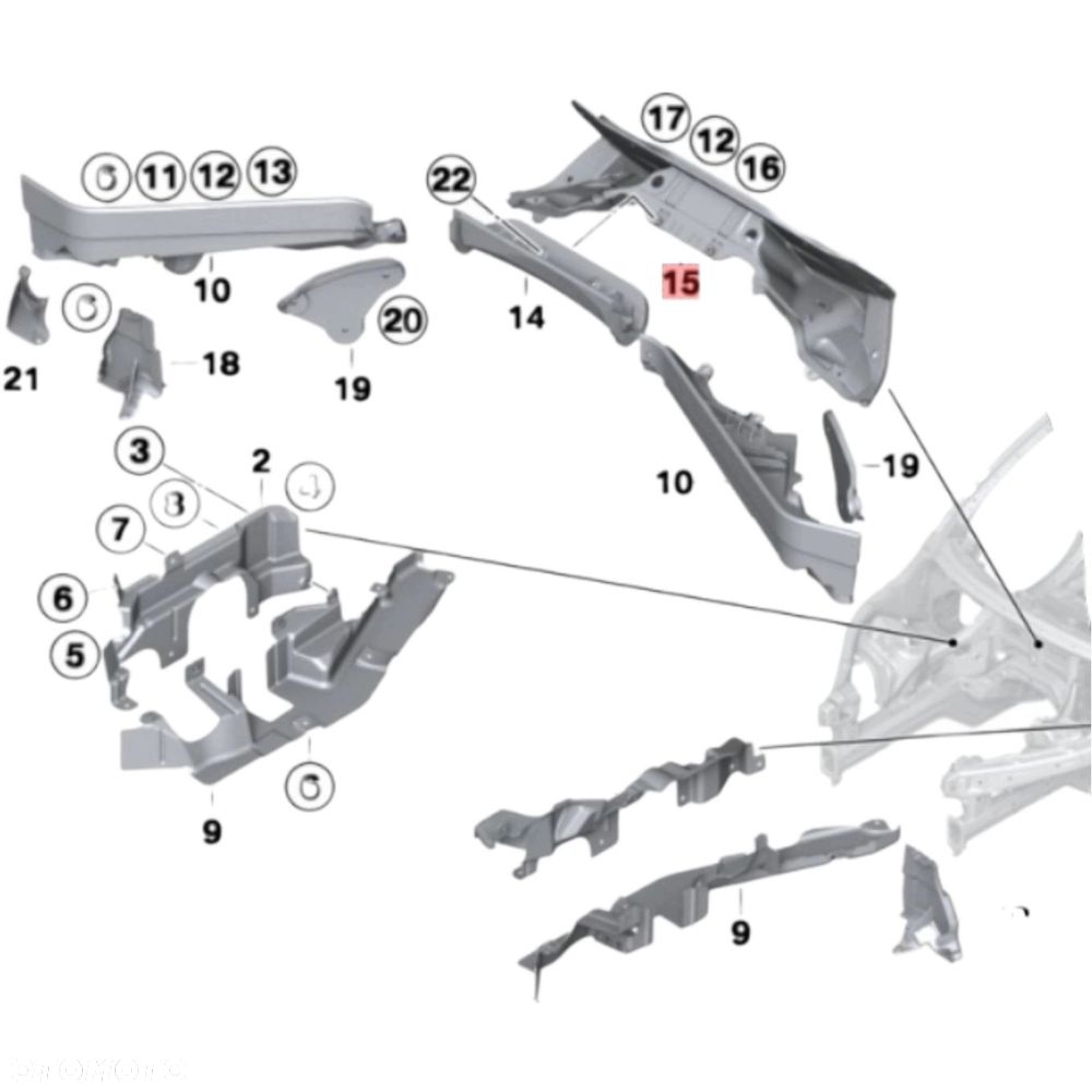 PRZEGRODA ściana grodziowa PODSZYBIA 51717169422 BMW E70 E71 2006-2014 - 3