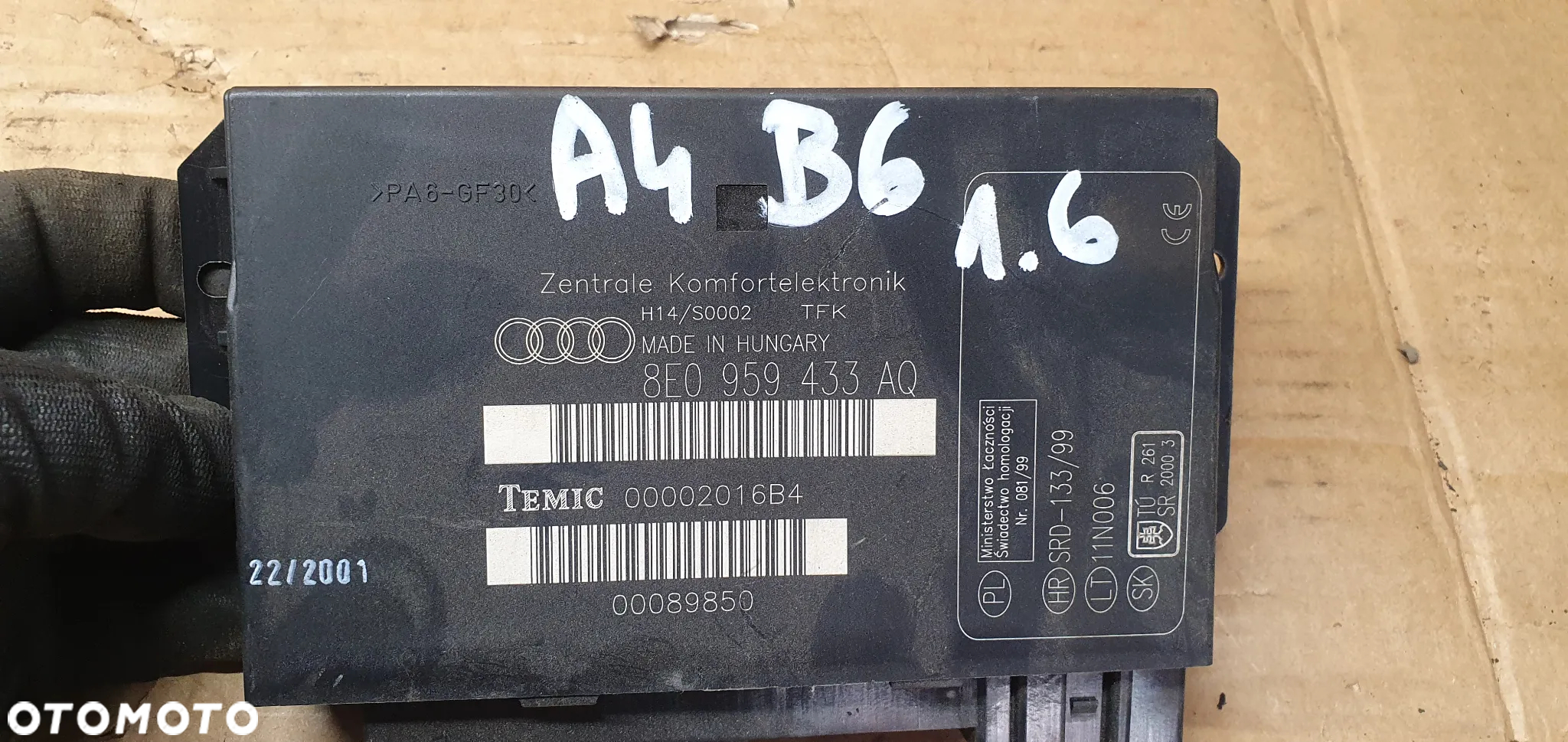 Moduł sterownik komfortu Audi A4 B6 8E0959433AQ - 4