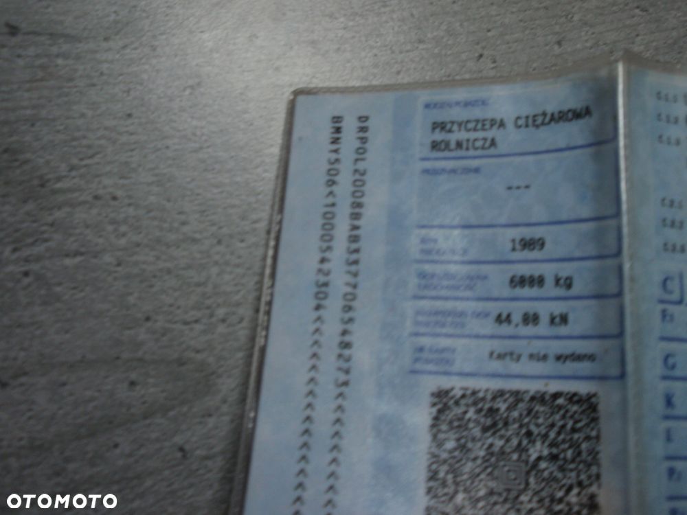 Inny PRZYCZEPA JEDNOOSIOWA, DWUOSIOWA, TANDEM, Zarejestrowana uszkodzona pozostałości F-VAT-23% - 10