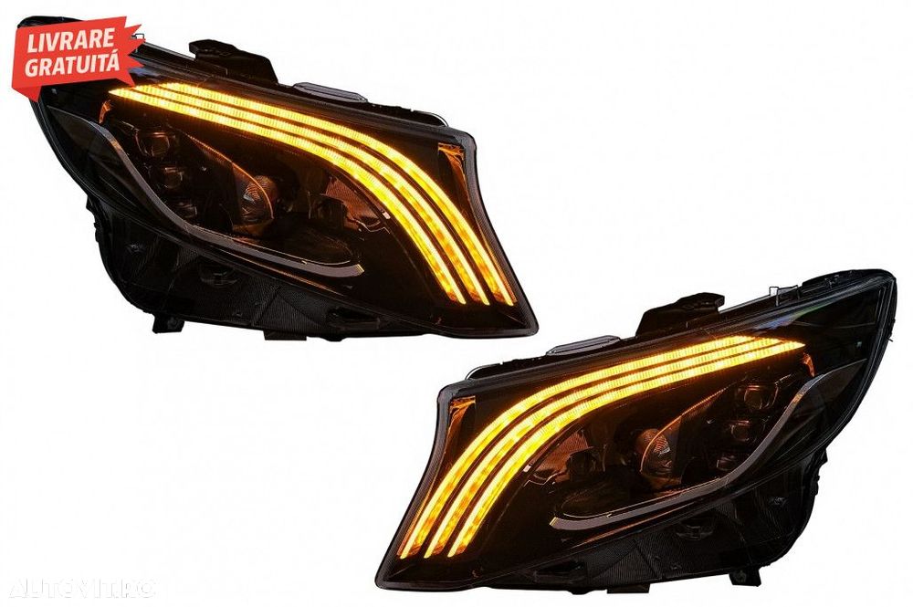 Faruri Full LED Mercedes V-Class Vito W447 (2014-2024) Negru Semnal Di - 2