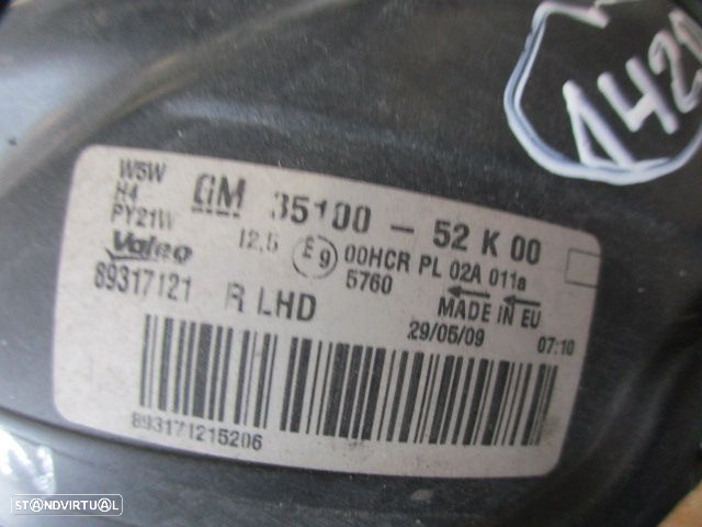 Farol 3510052K00 OPEL AGILA B 2009 1.0I 65CV 5P CINZENTO DRT H4 VALEO - 3