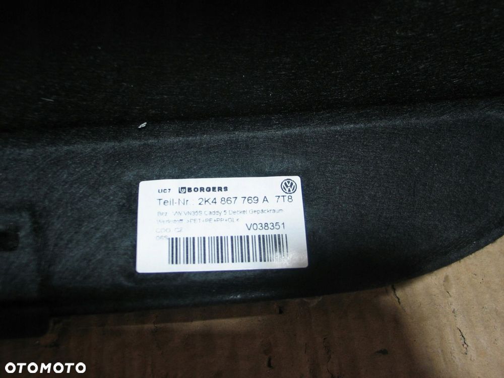 polka bagaznika vw caddy 2K4867769A po 20r. czarna - 9