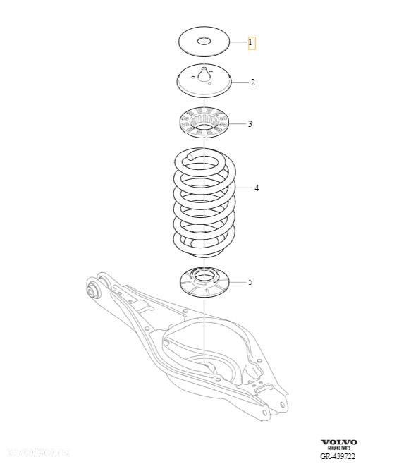 VOLVO C40 EX40 XC40 podkladka guma mocowania sprezyny tyl OE 31451678 - 2