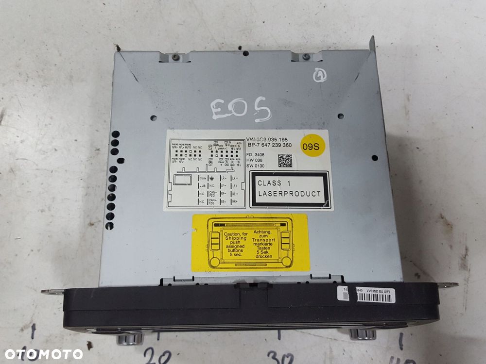 VW EOS 06-10r RADIO CD RADIOODTWARZACZ 3C8035195 - 2