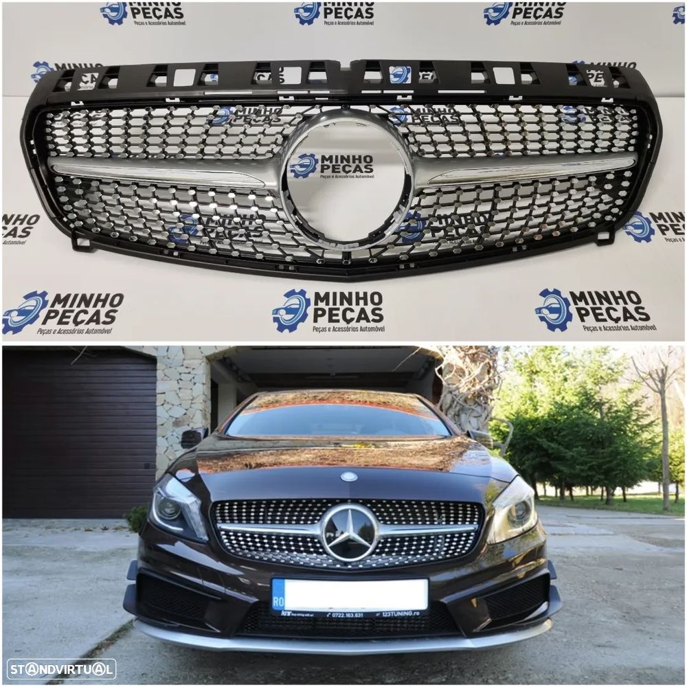 Grelha Frontal Mercedes Class A (W176) Diamond Silver - 1