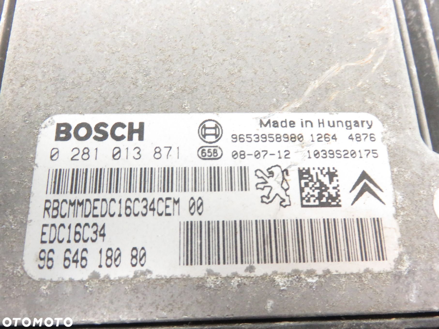 STEROWNIK CITROEN BERLINGO II 1.6 HDi 92 - 9HJ (DV6DTEDM) 0281013871 - 4
