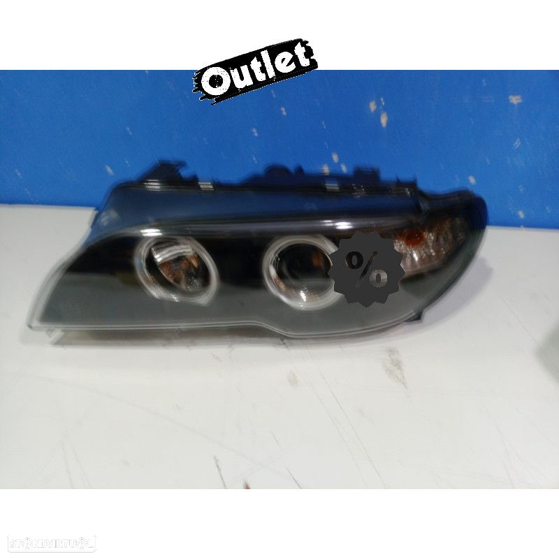 R144941C5 FAROL ESQ XENON BMW E46 2 PORTAS 03-06 OLHOS DE ANJO CCFL FUNDO PRETO - 6