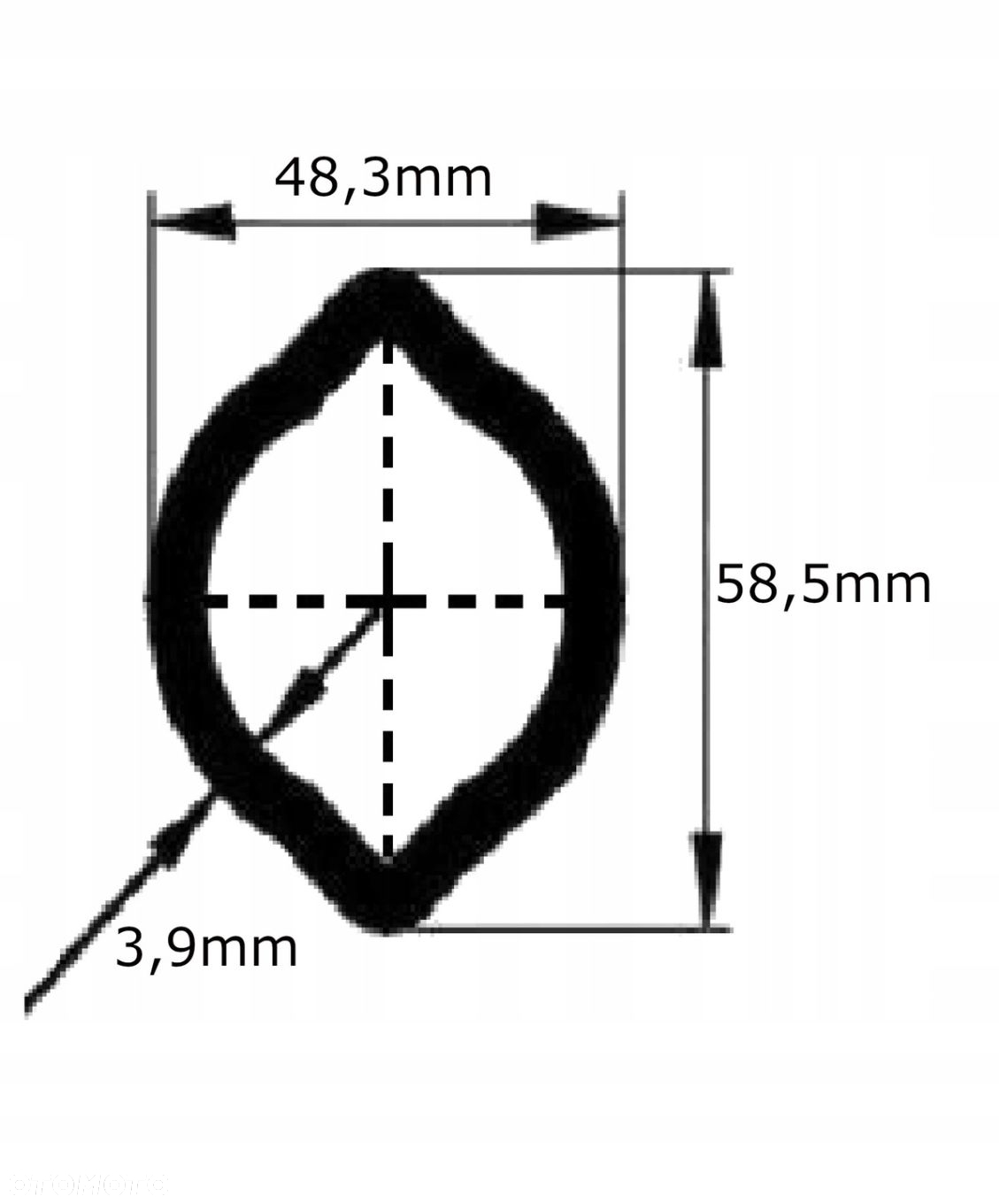 Rura wał WOM profilowa cytryna 48,3x58,5x3,9mm 1m - 6
