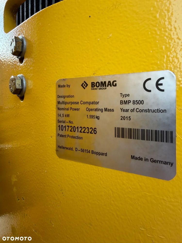 Bomag BMP 8500 Walec Łamany Okołkowany 1,6 tony Sterowany z Pilota radiowo zdalnie lub na Kabel! Silnik Kubota 3cyl. Jak Nowy Sprowadzony z Norwegii 2016r Do wykopów. Grubość kołków jak w Nowym walcu z salonu! Stan PERFEKT w Pełnym Oryginale! - 6