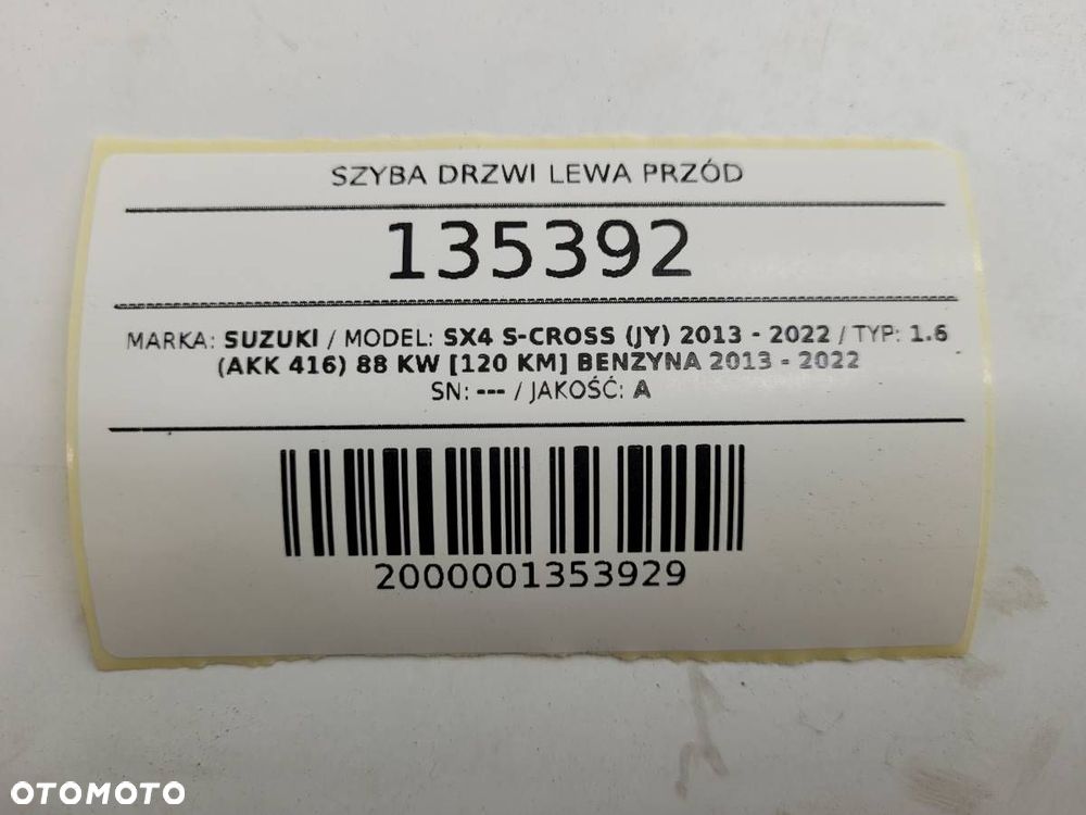 SZYBA DRZWI LEWA PRZÓD SUZUKI SX4 S-CROSS JY ORYGINAŁ - 10