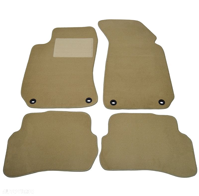 Covorase mocheta VW Passat B5 cu fixare in podea OVALA 10/2000-2/2005 Bej, set de 4 bucati - 1