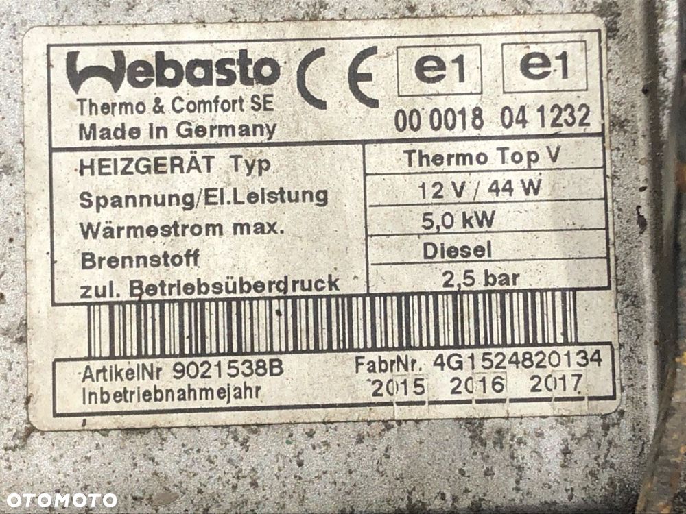 WEBASTO - 1223.00 PLN - VW TOURAN (1T1, 1T2) 2003 - 2010 2.0 TDI 125 kW [170 KM] olej napędowy 2005 - 4