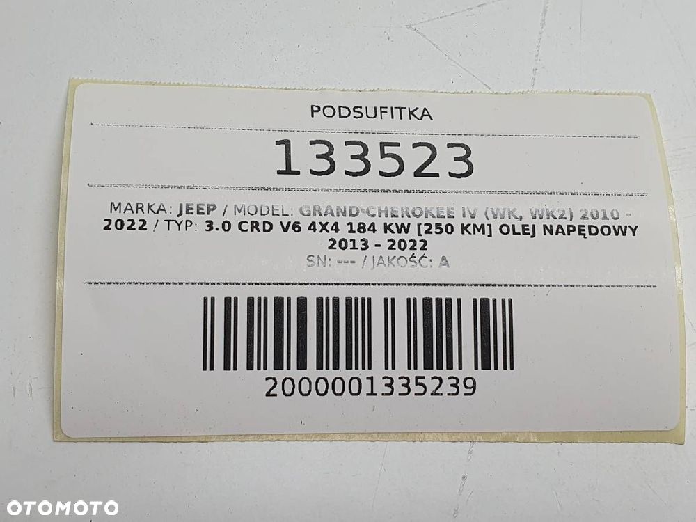 PODSUFITKA PANORAMA SZYBERDACH CZARNA JEEP GRAND CHEROKEE IV WK2 KOMPLET - 10