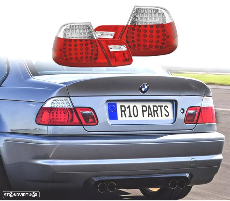 FAROLINS TRASEIROS BMW E46 COUPÉ 99-03 LED VERMELHO CRISTAL - 1