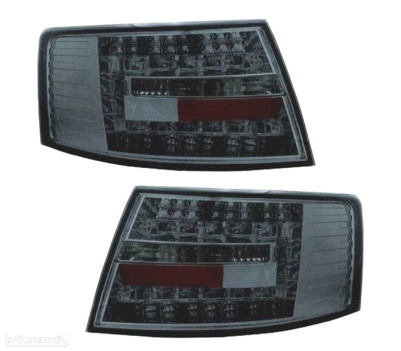 FAROLINS TRASEIROS LED AUDI A6 4F 04-08 CROMADO ESCURECIDO - 1