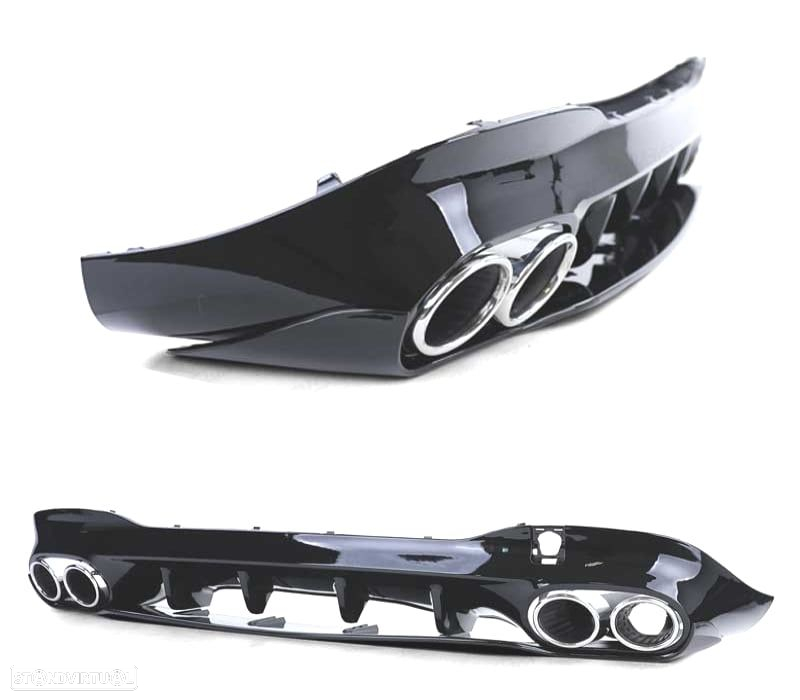 DIFUSER MERCEDES CLA C118 19- LOOK AMG PRETO BRILHANTE + PONTEIRAS ESCAPE - 3