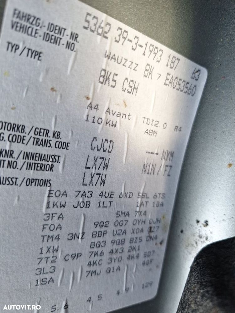 Dezmembrez Audi A4 B8,5 2.0 tdi cod motor CJCD 150cp cod culoare LX7W - 8