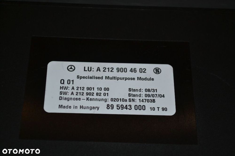 MERCEDES W212 MODUŁ STEROWNIK 2129004602 - 2