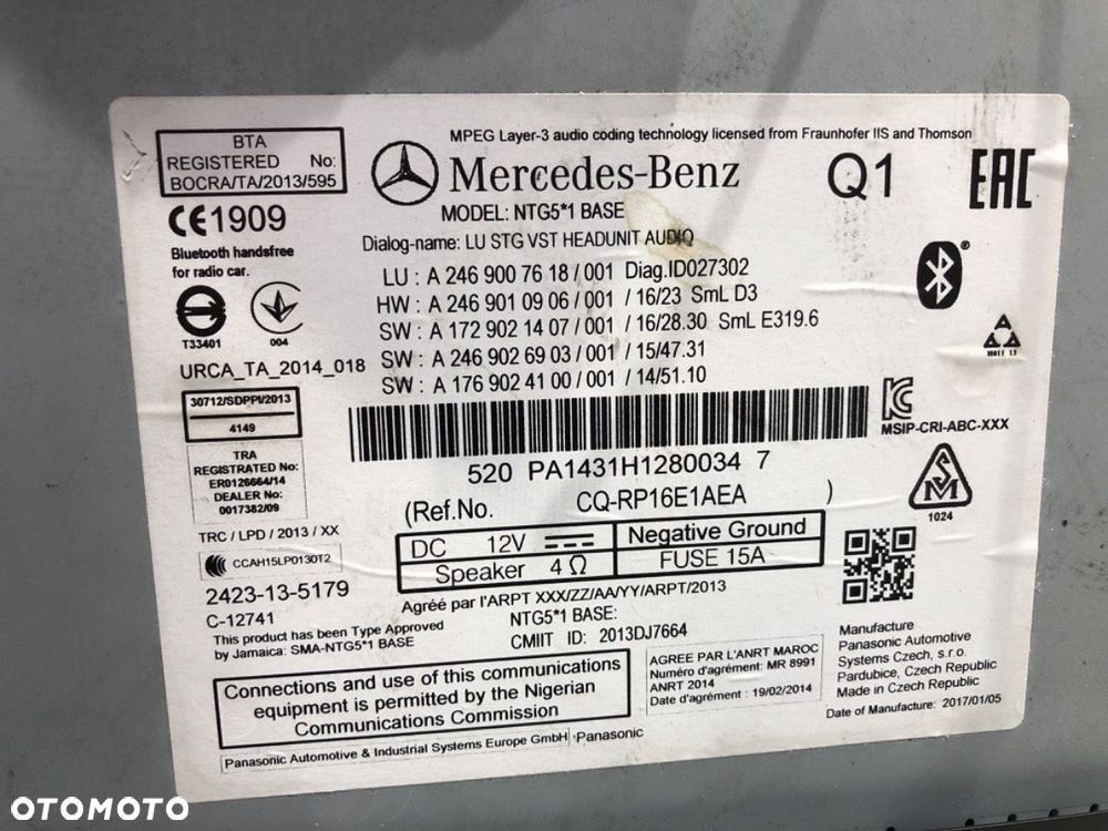 RADIO NAWIGACJA  MERCEDES-BENZ KLASA A (W176) 2012 - 2018 A 180 (176.042) 90 kW [122 KM] benzyna - 6