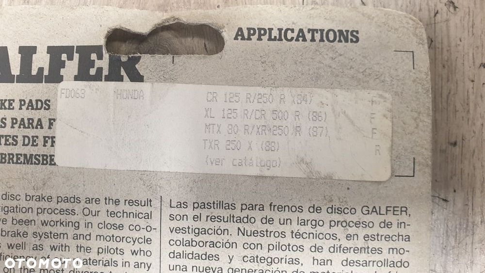 Klocki hamulcowe Galfer FD063 Honda CR125R CR250R CR500R XL125R XR250R MTX80 TXR250X - 4
