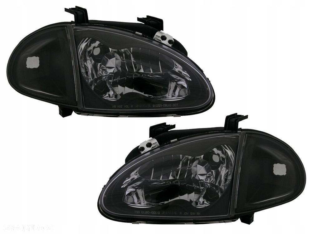 Reflektory lampy Migacze kpl Tuning Clear Black Honda CRX del sol 1992-1998 - 1