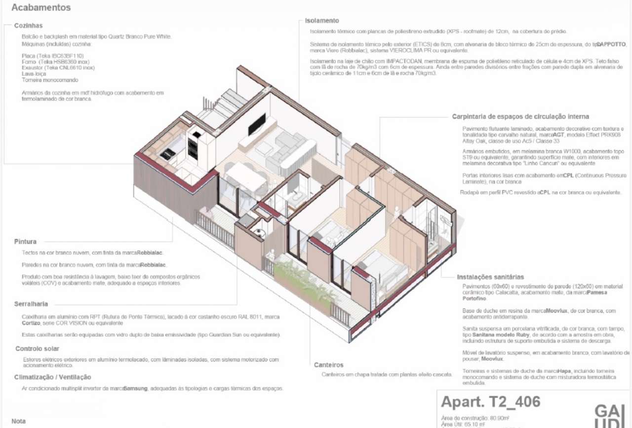 Apartamento T2 | Em construção | Varanda | Lug Garagem - Grande imagem: 4/6