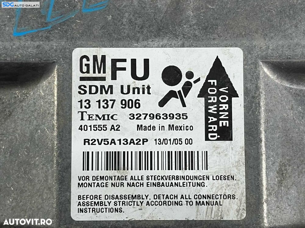 Unitate Modul Calculator Control Airbag Opel Astra H 2004 - 2010 Cod 13137906 [LR0376] - 2