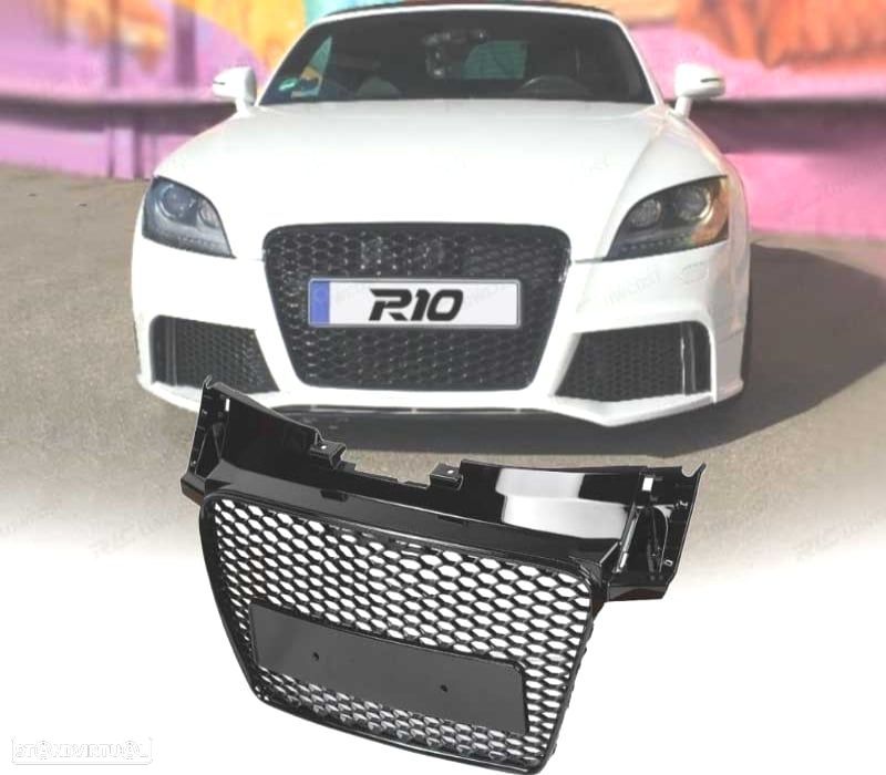 GRELHA DIANTEIRA AUDI TT 8J 06-14 LOOK RS PRETO BRILHANTE - 1