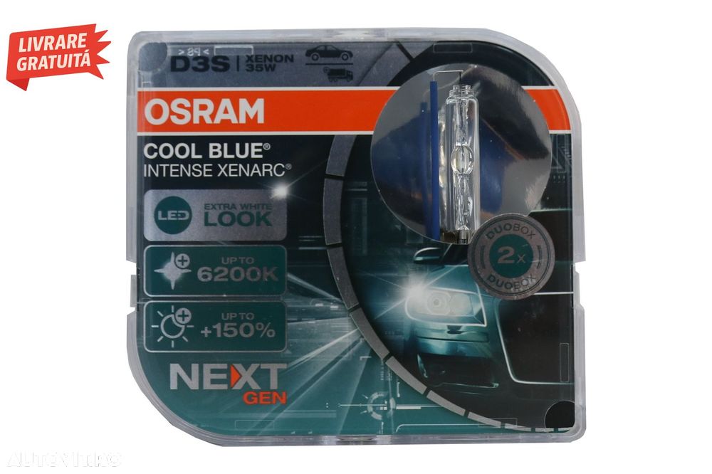 Set 2 Becuri Auto Xenon OSRAM XENARC COOL BLUE INTENSE NEXT GEN D3S HID 66340CBN-H- livrare gratuita - 1
