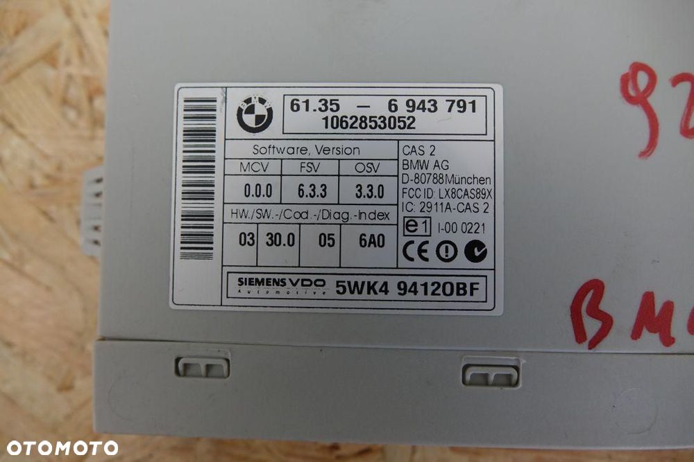 STEROWNIK IMMOBILIZERA CAS 2 BMW 3 E90  61356943791 - 2