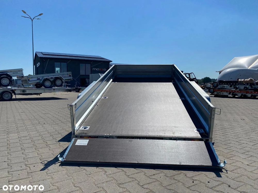 Niewiadów DOSTAWA! Przyczepa wym. 304x150x35, BD7530UT dwuosiowa UCHYLNA! Spawana rama! Wzmocniona tylna burta, sprężyny gazowe! MOCNA - 16