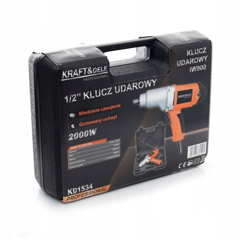 ELEKTRYCZNY KLUCZ UDAROWY 2000W / 800Nm 1/2" DO KÓŁ KD1534 - 9