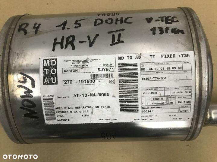 Wydech HONDA HR-V HRV II 1.5 DOHC R4 V-tec 131km. NOWY tłumik końcowy 18307-T7A-G51 18307T7AG51 - 3