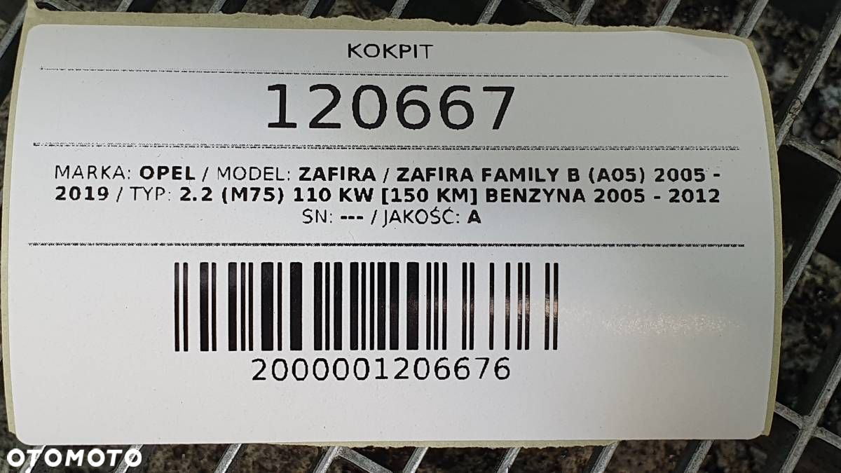 KOKPIT DESKA ROZDZIELCZA KONSOLA PODUSZKA AIRBAG PASY OPEL ZAFIRA B EU - 16