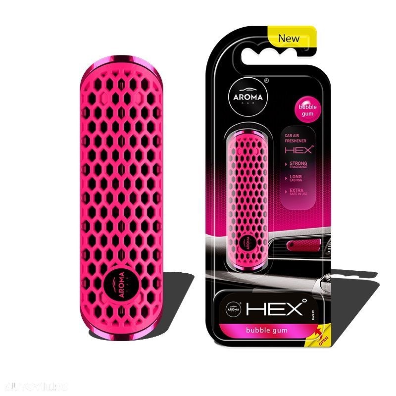 Odorizant auto grila ventilatie Aroma Fancy Shapes Polymer HEX Bubble Gum - 1