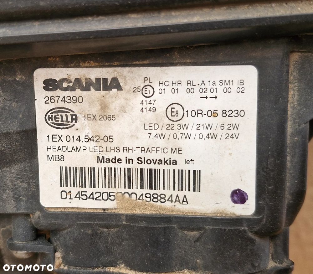 SCANIA R S P G LAMPA LED PRZEDNIA LEWA 2674390 2655848 - 2
