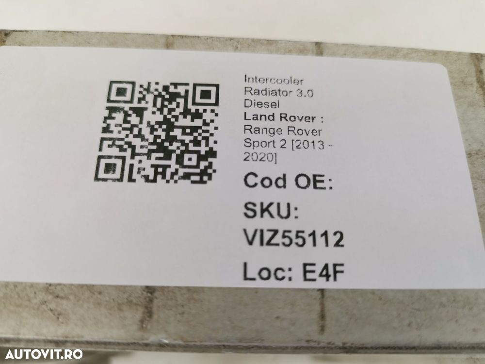 Intercooler Radiator 3.0 Diesel Land Rover  Range Rover Sport 2 [2013 - 8