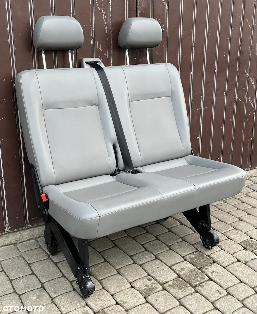 FOTEL KANAPA DWÓJKA 2 II DRUGI RZĄD ŚRODKOWY SKAJA SKÓRA ISOFIX VW T5 LIFT T6 CARAVELLE TRANSPORTER EU - 5