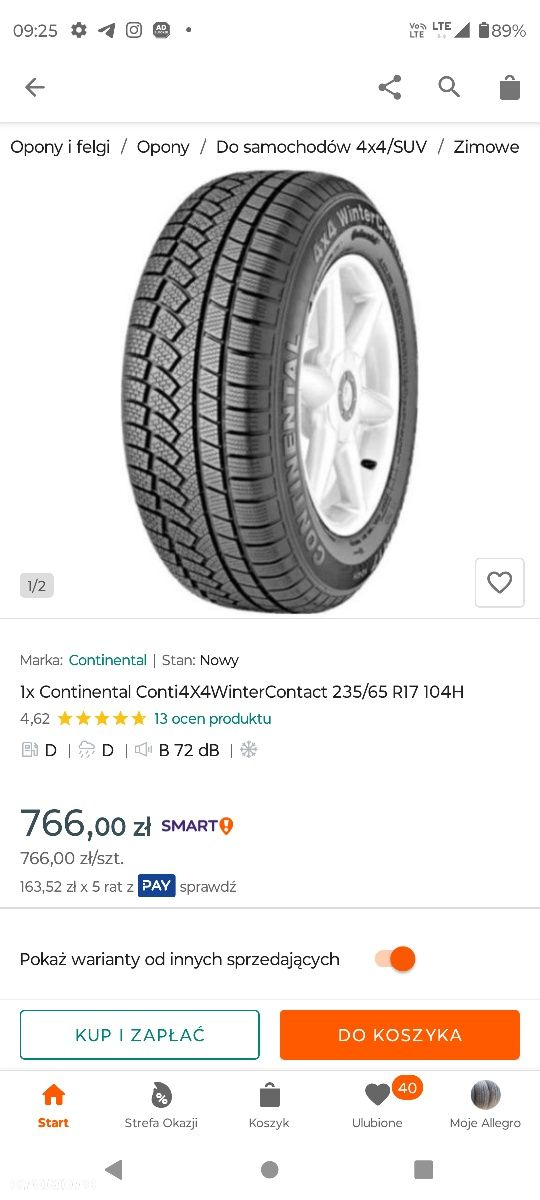 235/65/17 Continental wintercontact 4x4 - 4
