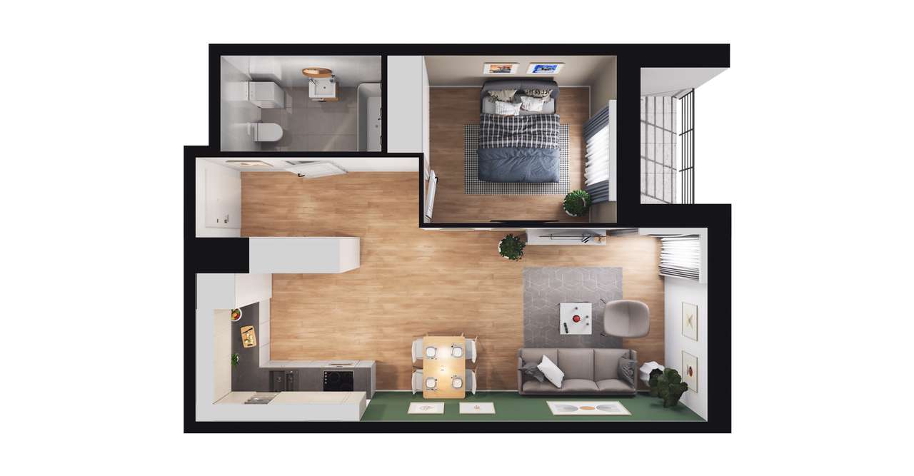 2-pokojowe mieszkanie 44m2 + balkon Bezpośrednio - Pełny obrazek: 3/7